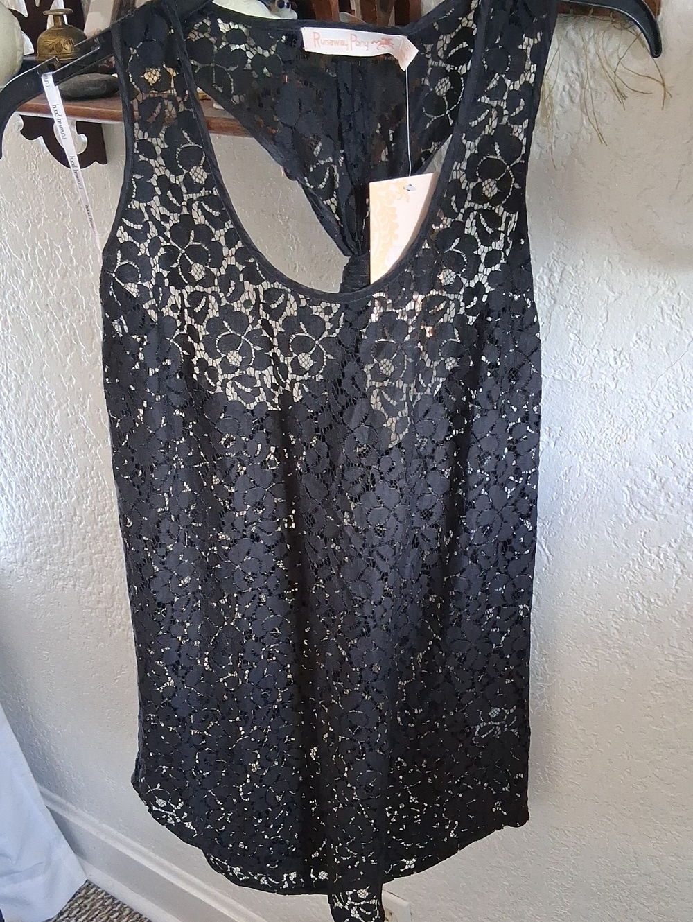 Runaway Pony Black Lace Sleeveless Camisole